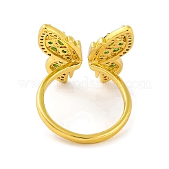 Открытое кольцо-манжета из латуни бабочка с микропаве и кубическим цирконием для женщин&nbsp;RJEW-U003-29A-G