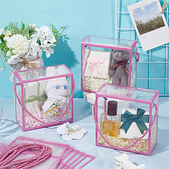 Складные прозрачные пластиковые упаковочные коробки из ПВХ с веревочными ручками&nbsp;AJEW-WH0816-131