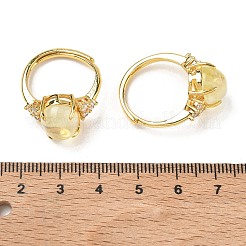 Anelli aperti a polsino in ottone con micro pavé di zirconi cubici e pietre preziose naturali e sintetiche.&nbsp;RJEW-T035-01G-M