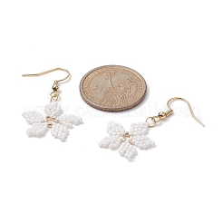Boucles d'oreilles pendantes flocon de neige tressées en graines de verre&nbsp;EJEW-MZ00069-03