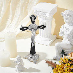 Religion Legierung Kruzifix Kreuz Statue Display Dekorationen&nbsp;DJEW-WH0043-94A