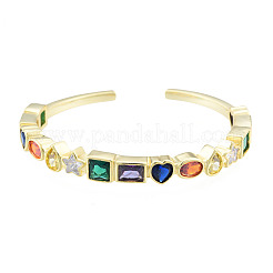 Bracelet manchette géométrique en zircone cubique&nbsp;BJEW-N012-044