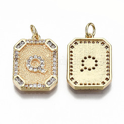 Латунные микропаве прозрачные подвески с фианитом&nbsp;KK-S356-234Q-G-NF