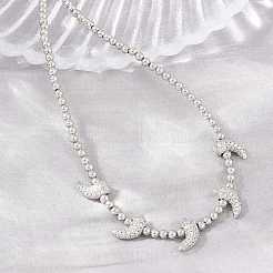 Collares de latón con micro pavé de circonitas cúbicas transparentes&nbsp;KK-CBA4547-15P