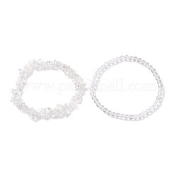 Bracelets extensibles en perles de cristal de quartz naturel&nbsp;BJEW-JB10189-01