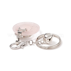 Плоские круглые брелки из латуни и натуральных смешанных драгоценных камней с подвеской в виде дерева жизни&nbsp;KEYC-JKC00369