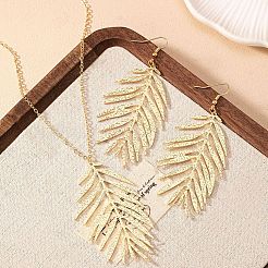 Ожерелья с подвесками из сплава листьев и наборы серег-подвесок&nbsp;FS-WG2602B-01