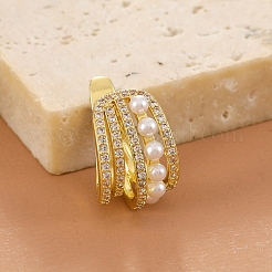 Orecchini a polsino in zircone chiaro con micro pavè di ottone&nbsp;PW-WG6ED5F-01