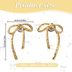 2 пара двухцветных сережек-гвоздиков из латуни с бантом&nbsp;EJEW-GO0002-03