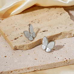 Boucles d'oreilles à tige élégantes en forme de papillon avec pavé de zircons cubiques transparents en laiton de style français&nbsp;CZ6103
