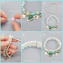 Sets zum Basteln mehrschichtiger Armbänder aus Glas und Legierung mit Sternen und Monden&nbsp;DIY-SC0027-02