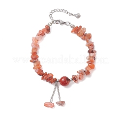 Braccialetti con ciondoli in perline di agata rossa naturale per donna&nbsp;BJEW-JB12296-02