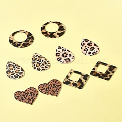 10 шт. 5 стиля подвески из непрозрачного акрила с леопардовым узором&nbsp;SACR-FS0001-33