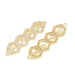 Подвеска-коннектор из латуни с микропаве и прозрачными кубическими циркониями ко Дню матери.&nbsp;KK-F931-27D-G