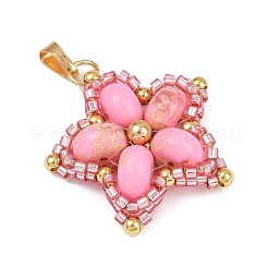 Подвески из стеклянного бисера ручной работы и синтетических окрашенных бусин императорской яшмы PALLOY-MZ00751-03