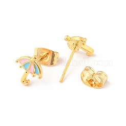 Boucles d'oreilles à tige en émail coloré avec petites épingles en acier inoxydable 316 pour femmes&nbsp;EJEW-J043-09G