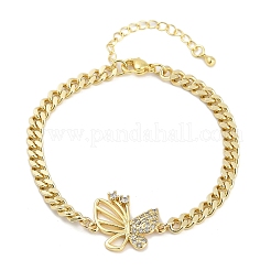 Micro ottone spianare Braccialetti di collegamento zirconi&nbsp;BJEW-M050-04G-01