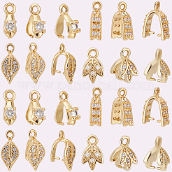 24 pièce de 6 styles de pinces à glace en laiton micro pavées en zircone cubique&nbsp;ZIRC-BBC0003-30