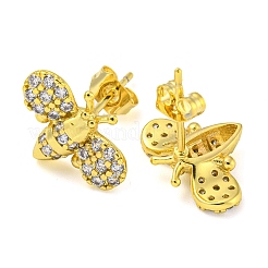 Pendientes de latón dorado con micro pavé de circonitas cúbicas.&nbsp;EJEW-D103-01D-G
