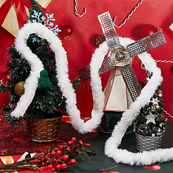 Rouleau de tissu de garniture de ruban de fausse fourrure blanche pour la décoration d'arbre de noël ou l'artisanat d'arcs de guirlande&nbsp;DIY-GF0006-66