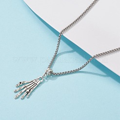 Colliers pendentif crâne en alliage de style tibétain pour halloween&nbsp;NJEW-JN03462