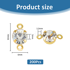 200 шт. латунные подвески-коннекторы с прозрачным кубическим цирконием&nbsp;KK-FH0007-70KCG
