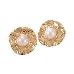 Серьги-гвоздики из железа и пластика с жемчугом&nbsp;FS-WG5781C-02