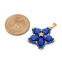 Подвески из стеклянного бисера ручной работы и синтетических окрашенных бусин императорской яшмы&nbsp;PALLOY-MZ00751-02