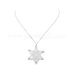 Collar con colgante de copo de nieve con cuentas de vidrio y hematita sintética&nbsp;NJEW-JN04272