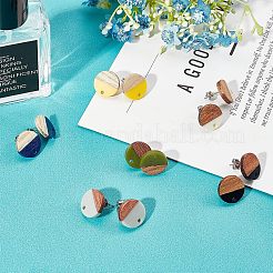 Fornituras de aretes de resina opaca y madera de nogal&nbsp;MAK-FH0001-10