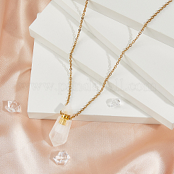 1 шт. натуральный кварцевый кристалл граненый шестиугольная призма флакон духов горный хрусталь кулон ожерелья&nbsp;NJEW-FH0001-17G-02