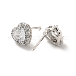 Clous d'oreilles cœur en zircone cubique transparente&nbsp;EJEW-K093-21P
