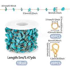 Наборы для изготовления цепочек из синтетической бирюзовой латуни с бусинами и цепочками из браслетов/ожерельев&nbsp;DIY-UN0007-47