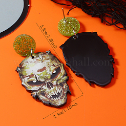Акриловые серьги-гвоздики с принтом черепа на Хэллоуин&nbsp;ZR0634-4