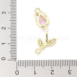 Ciondoli di collegamento in ottone perla rosa e zirconia cubica trasparente&nbsp;LS-KK-G520-01G
