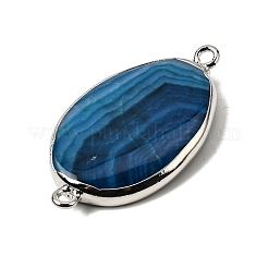 Breloques connecteurs ovales en agate naturelle (teintée et chauffée)&nbsp;G-P614-06P-02