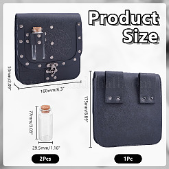 Marsupio medievale rettangolare in pelle PU con 2 bottiglia di pozione in vetro&nbsp;AJEW-WH0696-575B