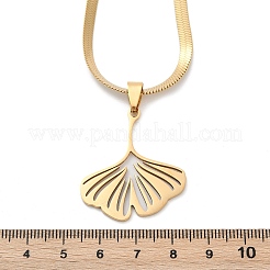 Ожерелья с подвесками в виде елочки из нержавеющей стали 201 с листьями гинкго&nbsp;NJEW-K253-36G