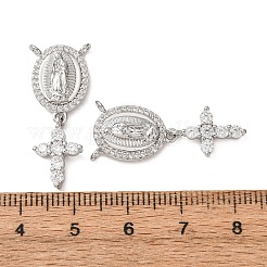 Colgantes religiosos de latón con micropavé de circonitas cúbicas transparentes&nbsp;CU-CBAD809-01P