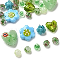 38 шт. 9 стиля стеклянных бусин ручной работы из серебряной фольги&nbsp;FOIL-FS0001-38