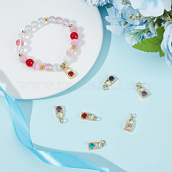 15 шт. 5-х цветные подвески из настоящей латуни с покрытием из 18-каратного золота и микропаве из кубических цирконий&nbsp;ZIRC-BBC0002-32