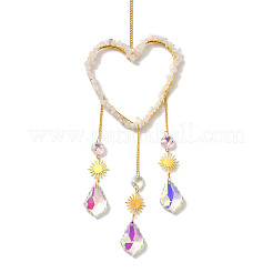 Herz natürliche Quarzkristallsplitter hängende Ornamente&nbsp;HJEW-G024-01B