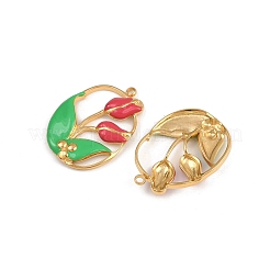 Подвески-тюльпаны из нержавеющей стали 304 с красной и зеленой эмалью&nbsp;STAS-P410-27G