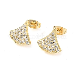 Серьги-гвоздики из латуни с микропаве из прозрачных кубических цирконий&nbsp;EJEW-Z144-16G