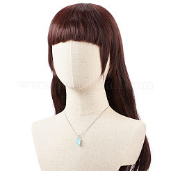Collar con colgante de pepita irregular de aguamarina natural en bruto y cadenas de serpiente de acero inoxidable 304&nbsp;NJEW-JN04021
