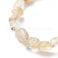 Braccialetto elastico per bambini con perline di apatite gialla naturale&nbsp;BJEW-JB07031-07
