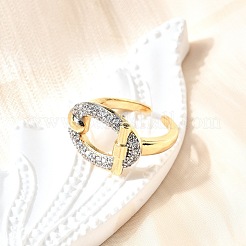 Латунные микро проложить манжеты кольца кубического циркония&nbsp;RJEW-V007-02GP
