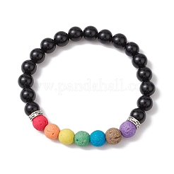 3 bracelet extensible en perles de pierres précieuses naturelles rondes chakra pour femmes&nbsp;BJEW-JB10967