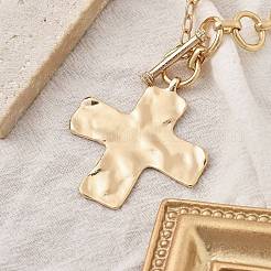 Сплав текстурированный крест подвеска кольцо звено цепи ожерелья для женщин&nbsp;LS-NJEW-B120-03