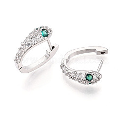 Серьги-кольца в форме змеи с микропаве из кубических цирконий из латуни&nbsp;EJEW-T048-32P